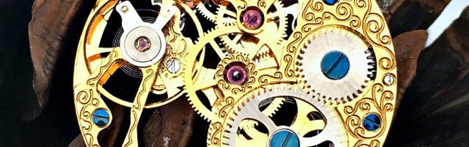 Steampunk Style Vintage Rotary Watch Movement Necklace.