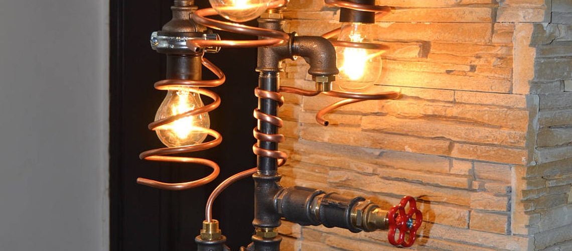 Industrial Pipe Lamp - Pipe Light - Table Lamp - Lamp - Steampunk - Desk Lamp - Table Light - Childrens Light - night light -Copper lamp