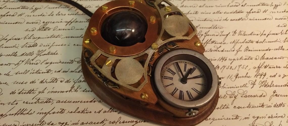 Steampunk trackball mouse.