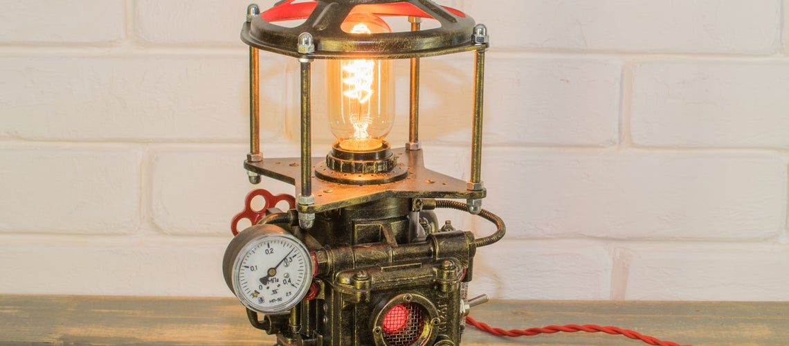 Industrial Steampunk Lamp. Created and sold by Zero Lab Studio. teacher