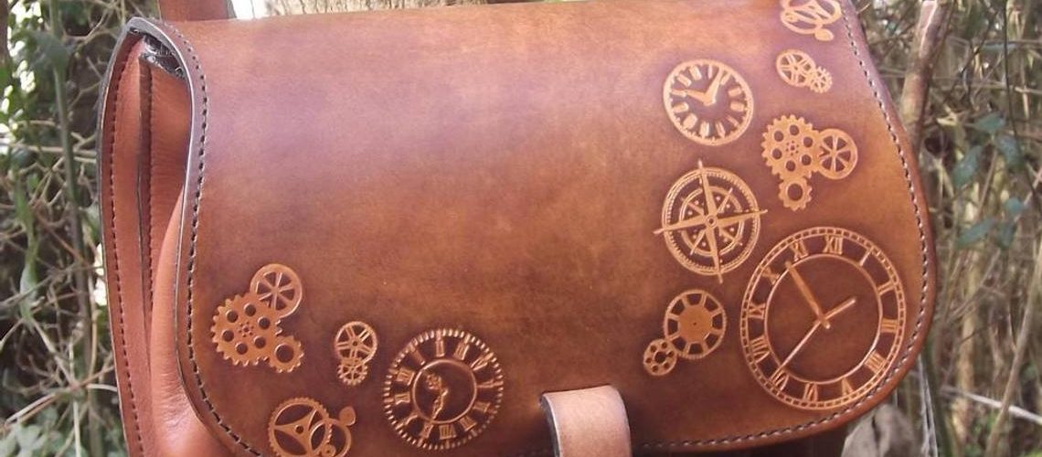 Steampunk Design Decorated Leather Cross Bag/Purse. 1
